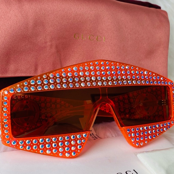 Gucci fashion show orange/crystal mask sunglasses main image 10